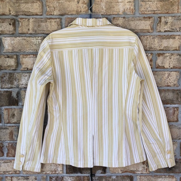 Weekend MaxMara Made In Italy Cotton Yellow Off White Stripped 1 Button Jacket 8 - Picture 5 of 16